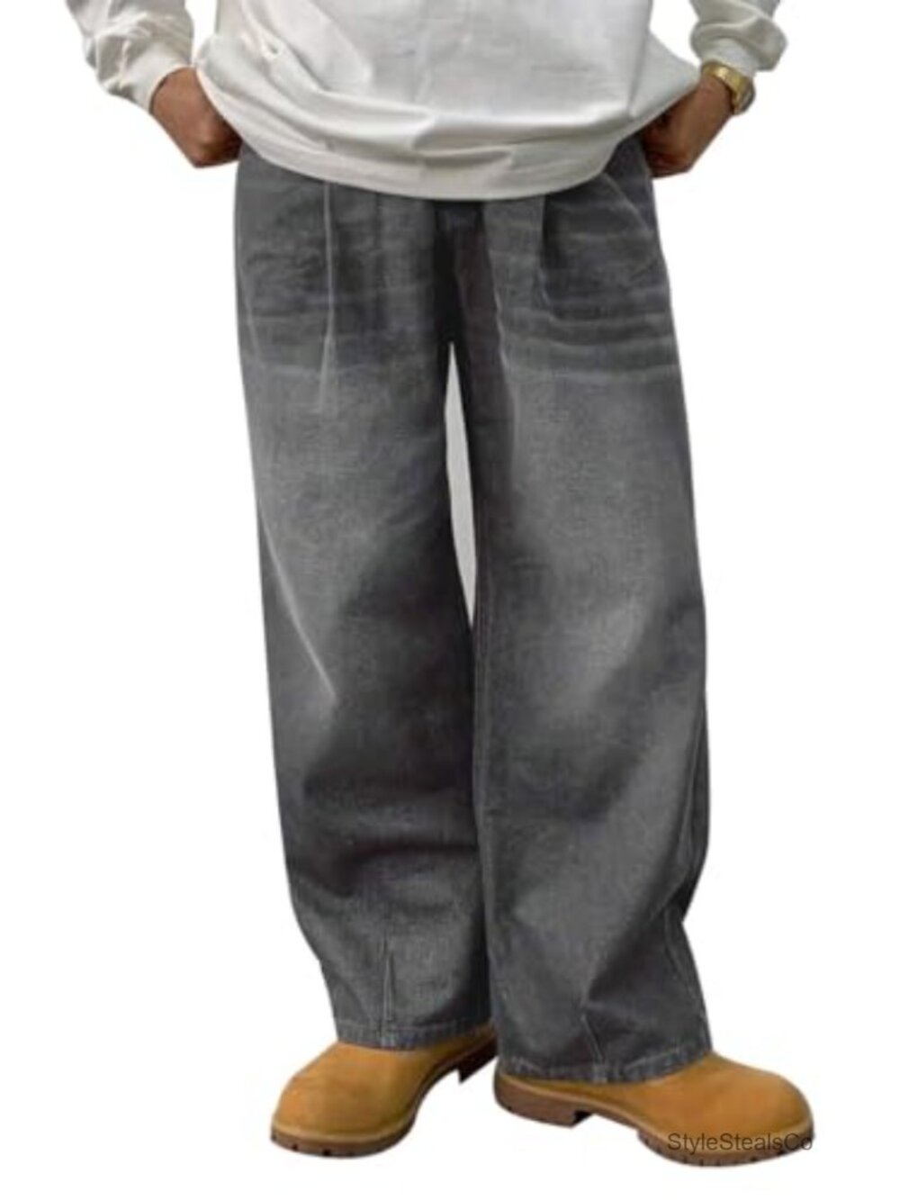 Y2K Baggy Jeans Wide Leg Denim Pants Cotton Polyester Loose Fit Skateboard